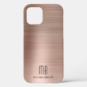 Roos Gold Metal Monogram Hoesje-Mate iPhone Case (Achterkant)