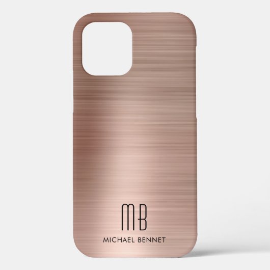 Roos Gold Metal Monogram Hoesje-Mate iPhone Case (Achterkant)