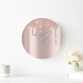 Roos Gold Metal Spark Glitter Drip Blush Glitter Grote Klok (Huis)