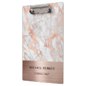 Roos Gold Metal White Marble Consultant Business Klembord (Links)