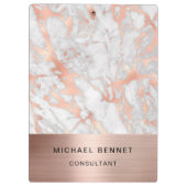 Roos Gold Metal White Marble Consultant Business Klembord (Achterkant)