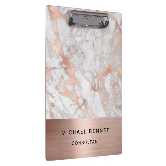 Roos Gold Metal White Marble Consultant Business Klembord (Rechts)
