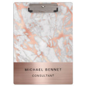Roos Gold Metal White Marble Consultant Business Klembord (Voorkant)