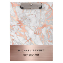 Roos Gold Metal White Marble Consultant Business Klembord
