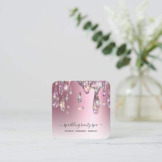 *~* ROOS GOLD Metallic AP7 Drip Driving GLITTER Vierkante Visitekaartje (Staand voorkant)