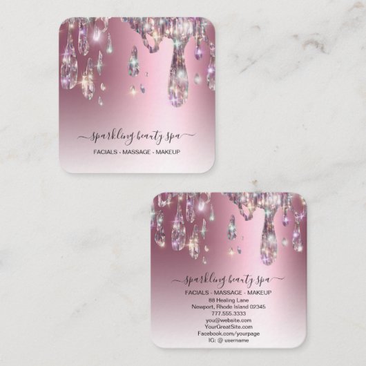 *~* ROOS GOLD Metallic AP7 Drip Driving GLITTER Vierkante Visitekaartje (Voorkant / Achterkant)