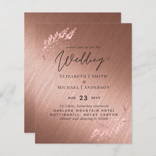 Roos Gold Metallic bliksembudgetwedstrijd nodigt u (Voorkant / Achterkant)