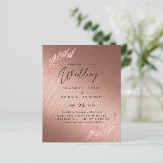 Roos Gold Metallic bliksembudgetwedstrijd nodigt u (Staand voorkant)