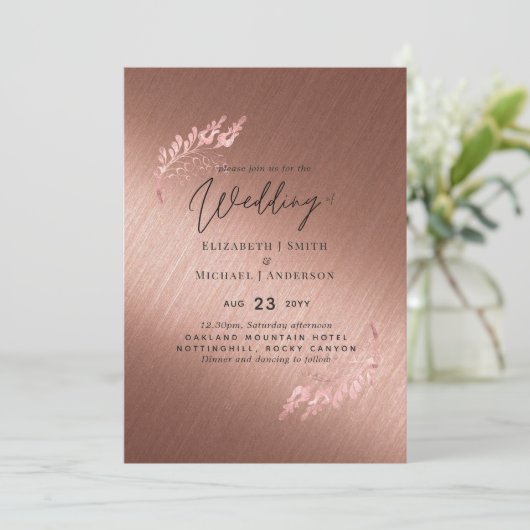 Roos Gold Metallic bliksembudgetwedstrijd nodigt u (Staand voorkant)