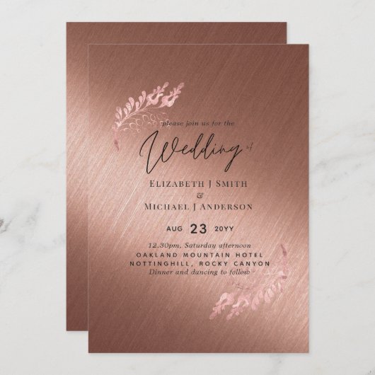 Roos Gold Metallic bliksembudgetwedstrijd nodigt u (Voorkant / Achterkant)