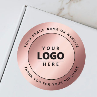 Roos Gold Metallic Business Logo Website Verzendin Ronde Sticker