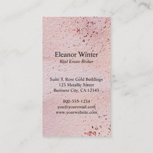 Roos Gold Metallic Chips en Waterverf Textuur Visitekaartje (Achterkant)