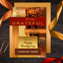 Roos Gold Metallic Corporate Thanksgiving Kaart