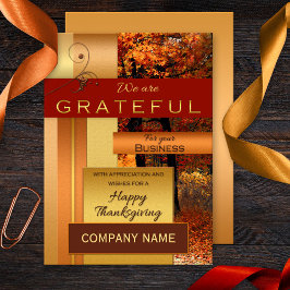 Roos Gold Metallic Corporate Thanksgiving Kaart