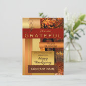 Roos Gold Metallic Corporate Thanksgiving Kaart (Staand voorkant)