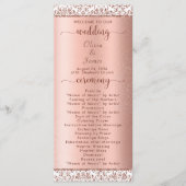 Roos Gold Metallic Damask Glam Wedding Programmakaart (Voorkant)