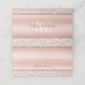 Roos Gold Metallic Damask Monogram Glam Weddenscha Plaatskaartje (Buitenkant ongevouwen)