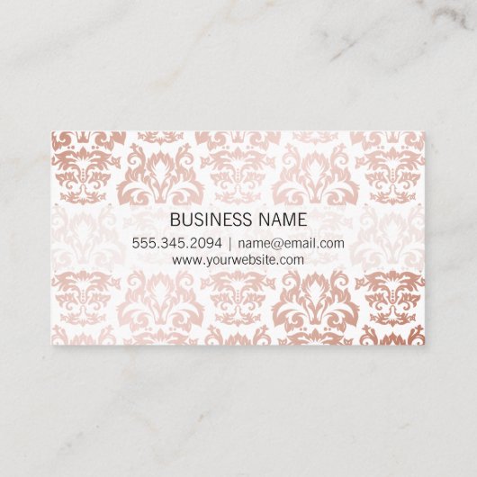 Roos Gold Metallic Damask Patroon Visitekaartje (Achterkant)
