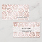 Roos Gold Metallic Damask Patroon Visitekaartje (Voorkant / Achterkant)