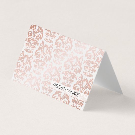 Roos Gold Metallic Damask Patroon Visitekaartje (Voorkant)