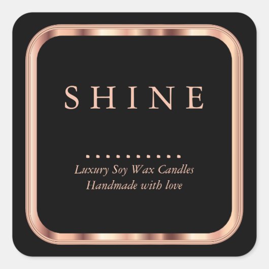 Roos Gold Metallic en Black Square Labels (Voorkant)