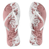 Roos Gold Metallic Floral & White Glitter Teenslippers (Voetbed)