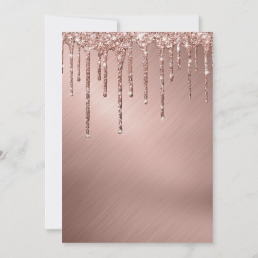 Roos Gold Metallic Glitter Drip Photo Afstuderen Kaart (Achterkant)