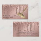 Roos Gold Metallic Glitter Druppels Reinigingsserv Visitekaartje (Voorkant / Achterkant)