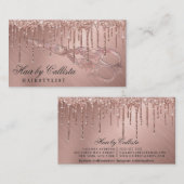 Roos Gold Metallic Glitter Druppelt Haar Schaar Visitekaartje (Voorkant / Achterkant)