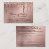 Roos Gold Metallic Glitter Druppelt Lashes Nazorg Visitekaartje (Voorkant / Achterkant)