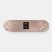 Roos Gold Metallic Glitter Monogram Persoonlijk Skateboard (Horizontaal)