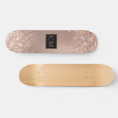 Roos Gold Metallic Glitter Monogram Persoonlijk Skateboard (Horizontaal)