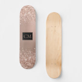 Roos Gold Metallic Glitter Monogram Persoonlijk Skateboard (Voorkant)