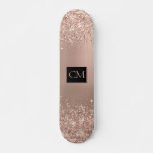 Roos Gold Metallic Glitter Monogram Persoonlijk Skateboard (Voorkant)