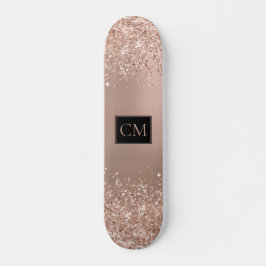 Roos Gold Metallic Glitter Monogram Persoonlijk Skateboard