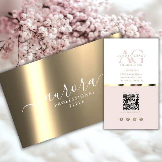 Roos Gold Metallic Grace Visitekaartje