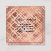 Roos Gold Metallic Lines Vierkante Visitekaartje (Achterkant)