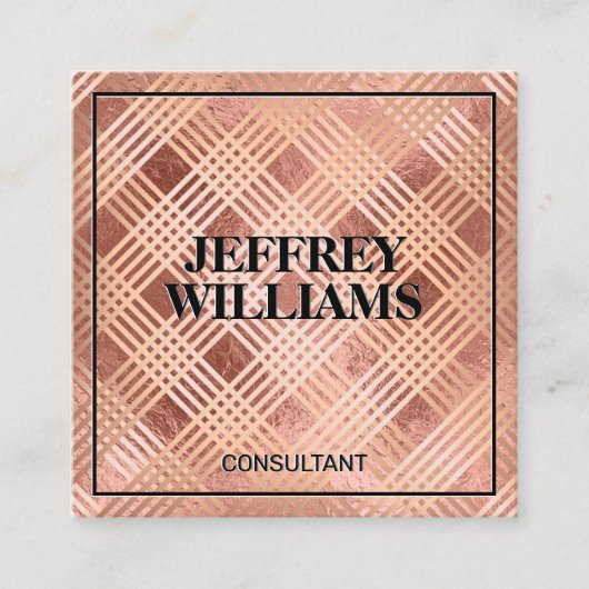 Roos Gold Metallic Lines Vierkante Visitekaartje (Voorkant)