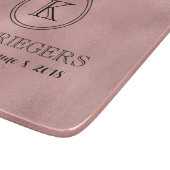 Roos Gold Metallic marble Monogram Weddenschap Snijplank (Hoek)