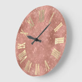 Roos Gold Metallic Minimale Romeinse Nummers Blush Grote Klok (Hoek)