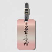 Roos Gold Metallic Minimalist Chic Trendy Script Bagagelabel (Voorkant (verticaal))