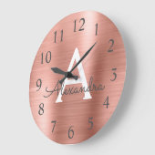 Roos Gold Metallic monogram Naam en Initiaal Grote Klok (Hoek)