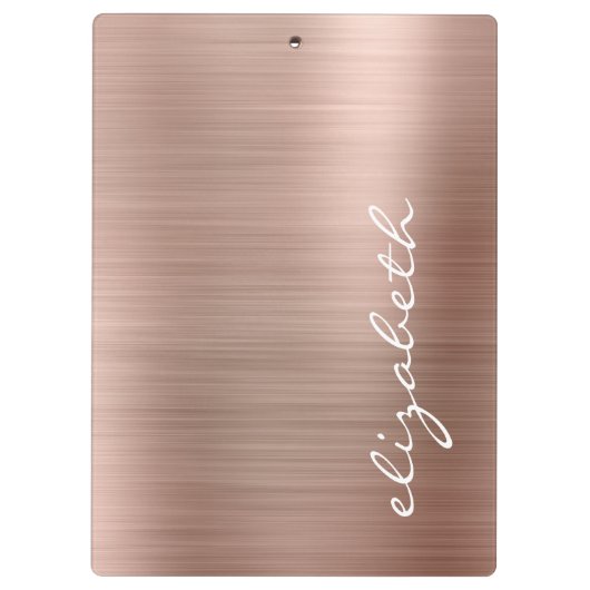 Roos Gold Metallic Personalized Signature Script Klembord (Achterkant)