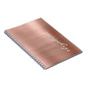 Roos Gold Metallic Personalized Signature Script Notitieboek (Rechterzijde)