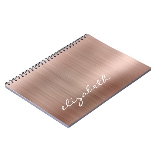 Roos Gold Metallic Personalized Signature Script Notitieboek (Linkerzijde)