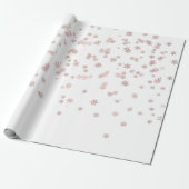 Roos Gold Metallic Snowflakes Holiday Kerstmis Cadeaupapier (Uitgerold)