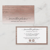 Roos Gold Metallic Stripe Grey Elegant Visitekaartje (Voorkant / Achterkant)