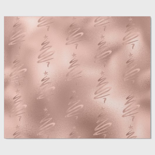 Roos Gold Metallic Tree Modern kerstvakantie Cadeaupapier (Vlak)