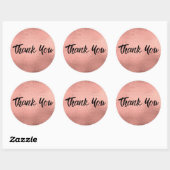Roos Gold Metallic Trendy Hartelijk dank Ronde Sticker (Vel)