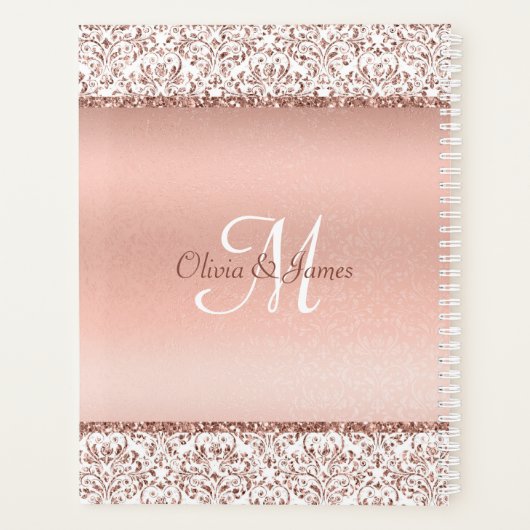 Roos Gold Metallic Typografie Glitter Wedding Planner (Achterkant)